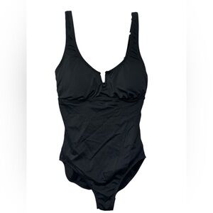 Anne Cole Ribbed Black One-Piece Swimsuit NWT